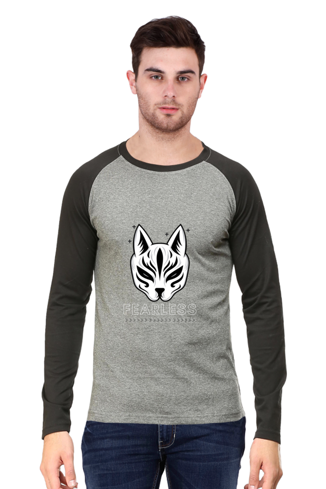 Men's Allure Black & Charcoal Melange Full-Sleeve Raglan Tee