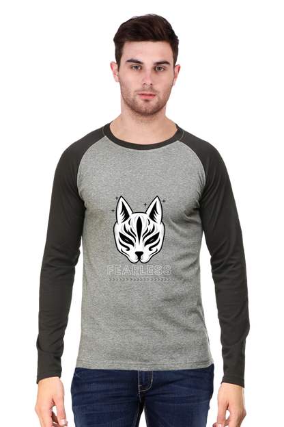 Men's Allure Black & Charcoal Melange Full-Sleeve Raglan Tee