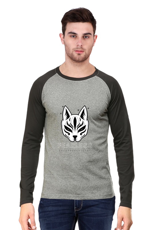 Men's Allure Black & Charcoal Melange Full-Sleeve Raglan Tee