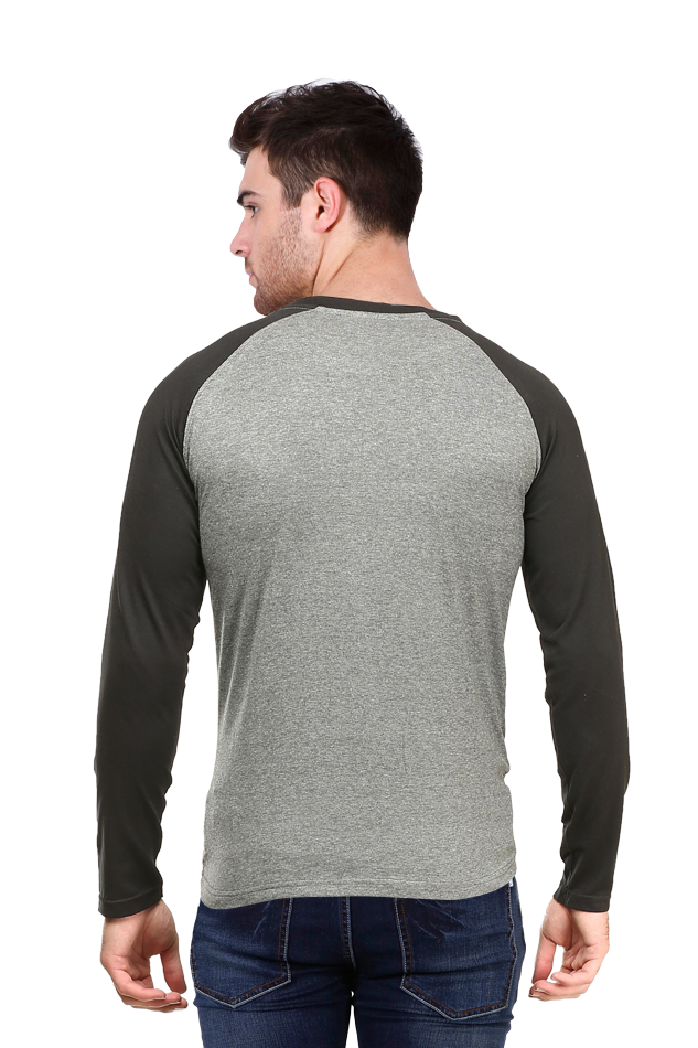 Men's Allure Black & Charcoal Melange Full-Sleeve Raglan Tee