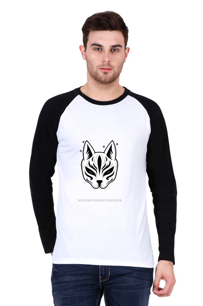 Men's Allure Black & Charcoal Melange Full-Sleeve Raglan Tee