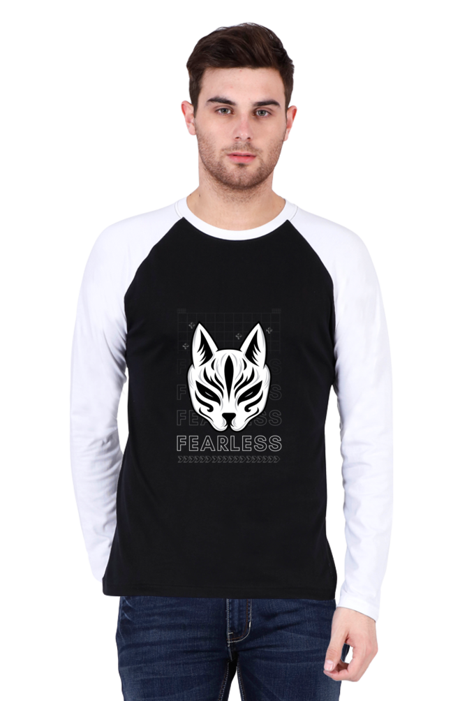 Men's Allure Black & Charcoal Melange Full-Sleeve Raglan Tee