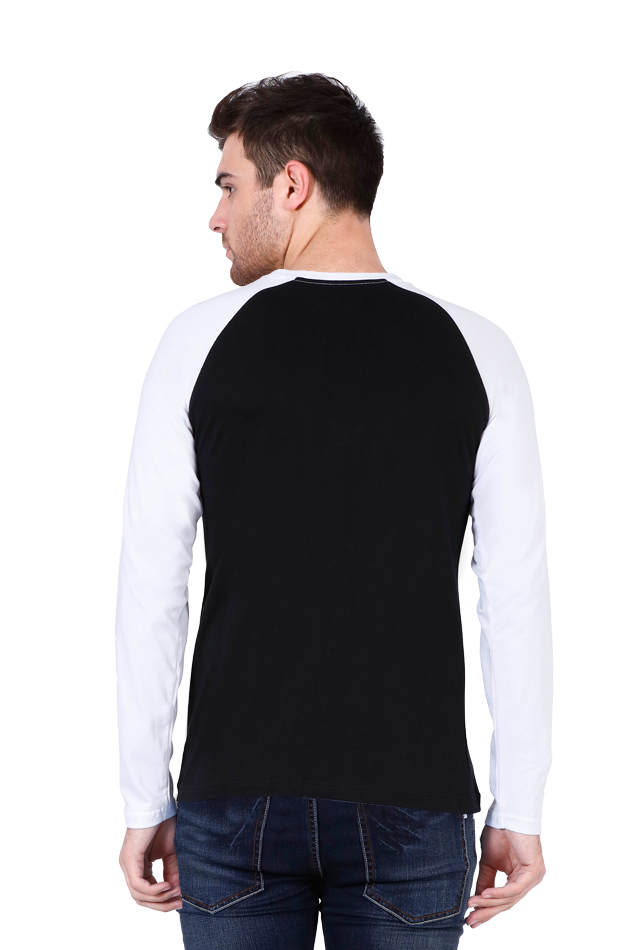 Men's Allure Black & Charcoal Melange Full-Sleeve Raglan Tee