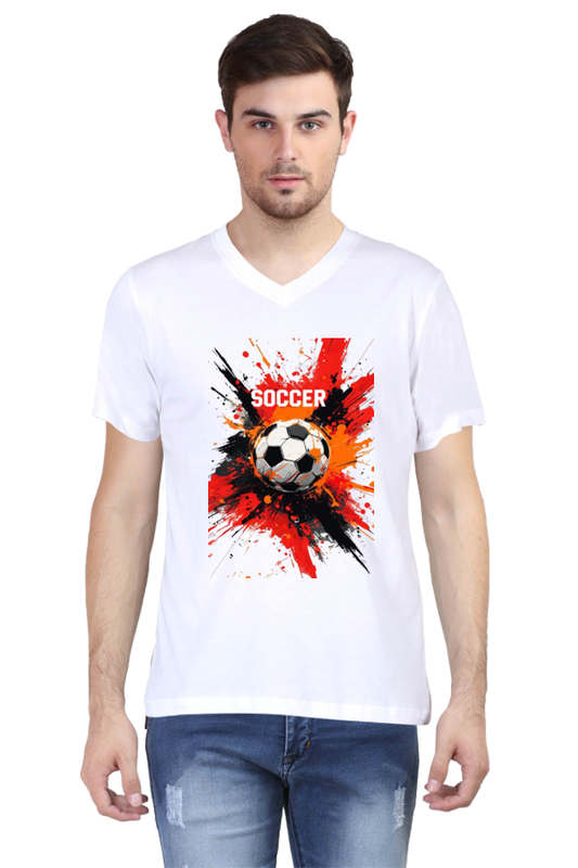 Men's V-neck Half Sleeve Sports T Shirts (Football Style)