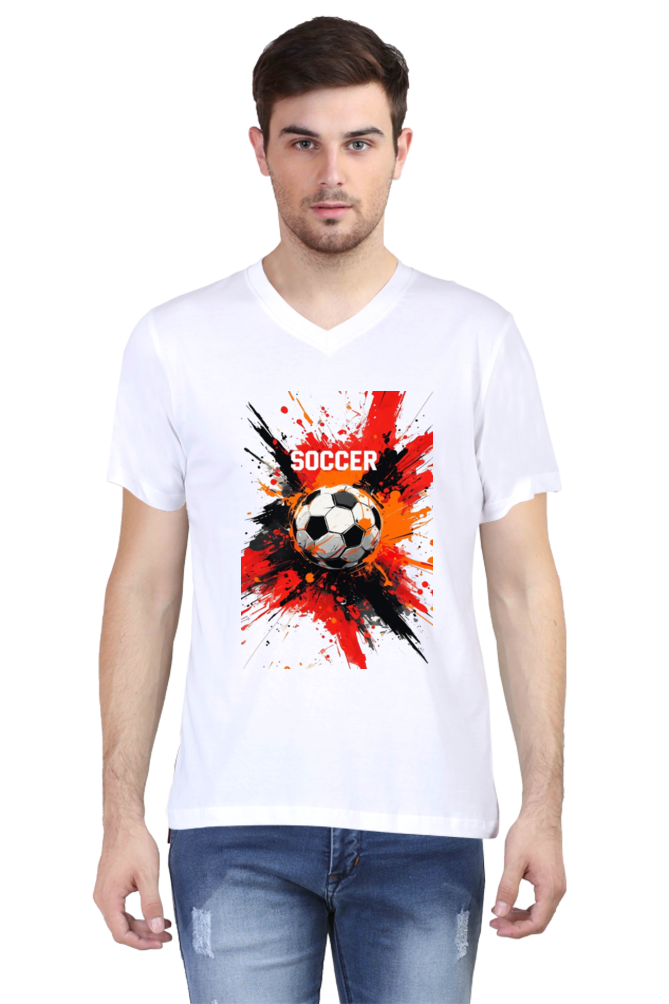 Men's V-neck Half Sleeve Sports T Shirts (Football Style)