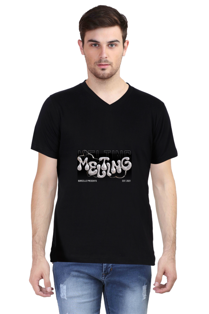 Men's V-neck Half Sleeve  T Shirts (Melting Design)