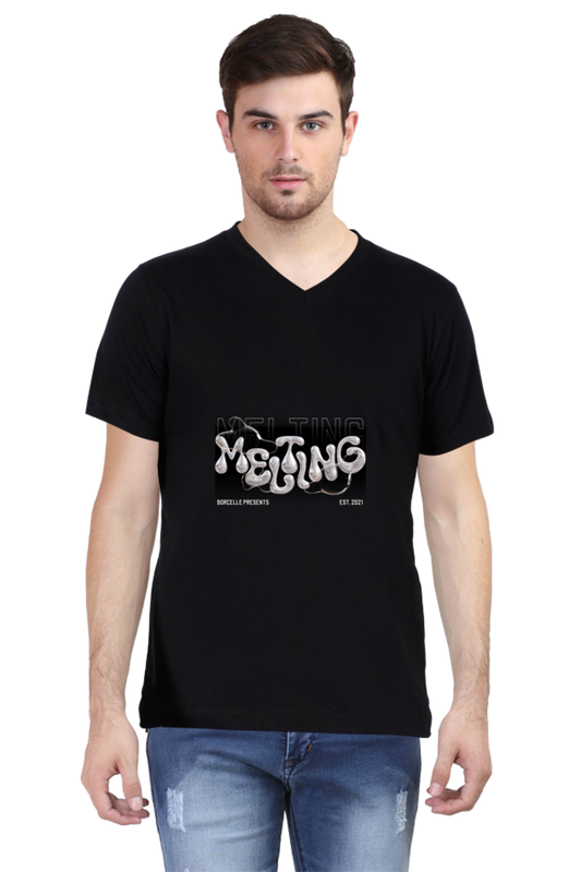 Men's V-neck Half Sleeve  T Shirts (Melting Design)